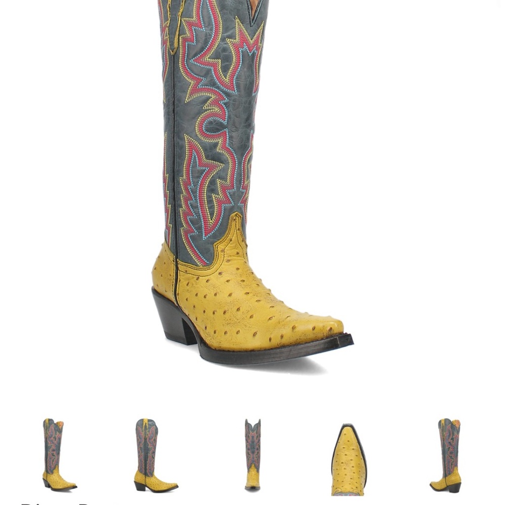 Vibrant Yellow and Gray Cowboy Boots from Dingo by Dan Post, worn twice